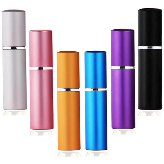 MIVIXI Refillable Perfume Atomizer Travel Size – 6-Pack Leak-Proof Glass Liner Portable Empty Spray Bottles for Perfume, Cologne & Essential Oils (5ml)