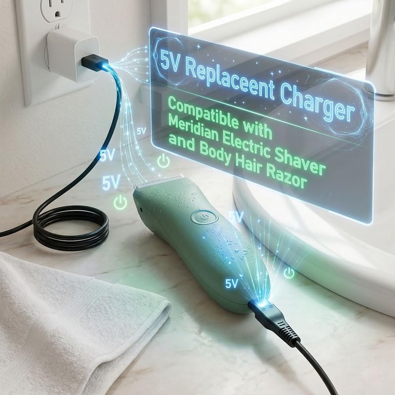 JUPSDDTH Replacement Charger for Meridian Trimmer - 5V Charging Cord, Grooming Power Cable Compatible with Meridian Electric Shaver, Adapter Plug for Meridian Body Hair Razor
