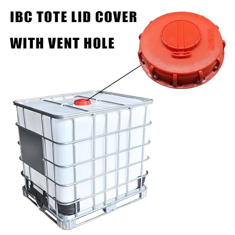 IBC Tote Tank Lid Cap 163mm - Red Breathing Cover for 275-330 Gallon
