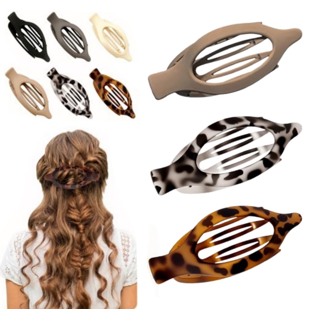 Flat Hair Clips for Women - 3PCS No-Slip Grip Claw & Duckbill Clips | Multicolor Set for Thick or Thin Hair