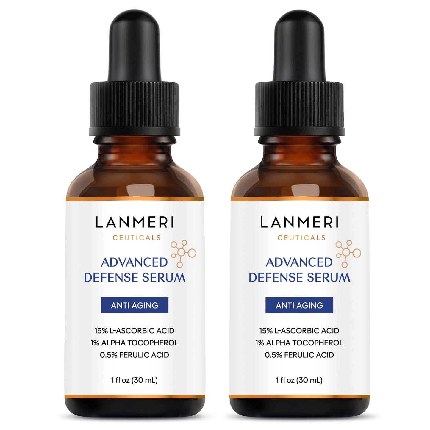 Lanmeri Ceuticals Vitamin C Serum - 15% Antioxidant Defense with Vitamin E & Ferulic Acid | 1 fl oz