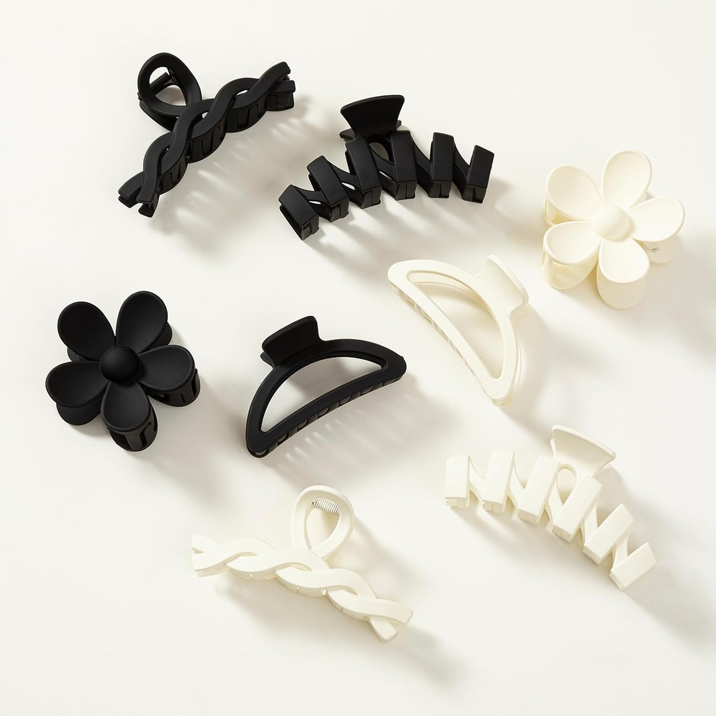 Flower Hair Clips - 8PCS Non-Slip Claw Clips for Thick Hair | Multi-Style Neutral Colors Set