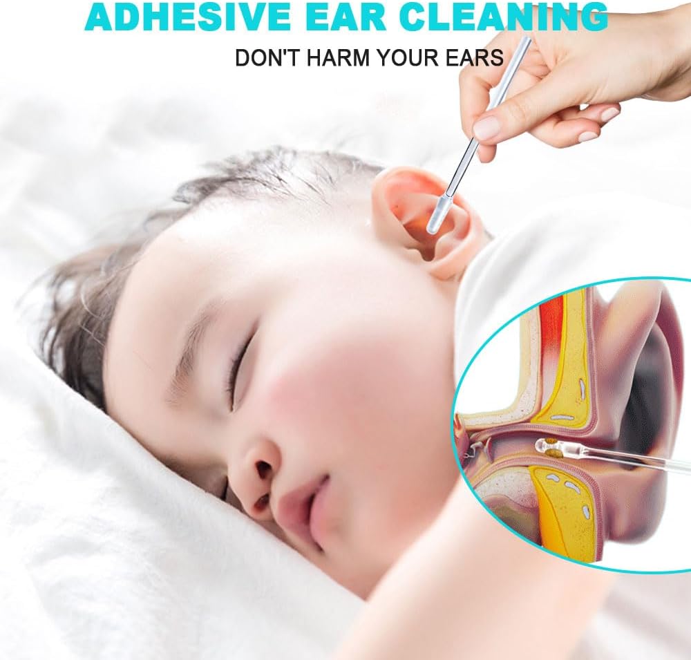 Reusable Ear Wax Removal Sticks - 24 Pcs Soft Adhesive Ear Swabs for Kids & Adults | Effective Ear Cleaning Tools