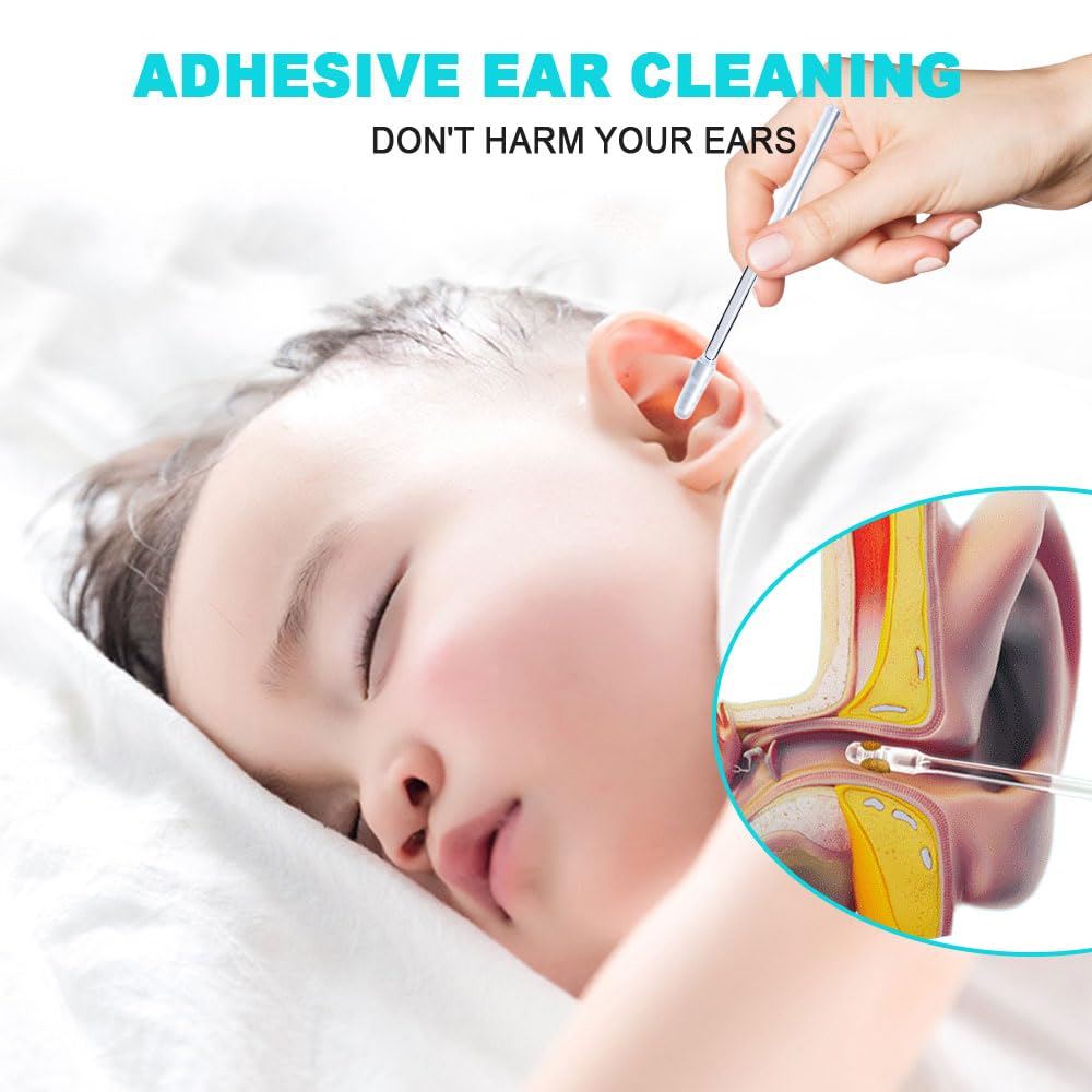 Earwax Removal Adhesive Swabs, Reusable Ear Wax Removal Tools with Dust Cover Packaging, Cotonetes para Limpiar Oidos for Kids and Adults (L, 24 pcs)