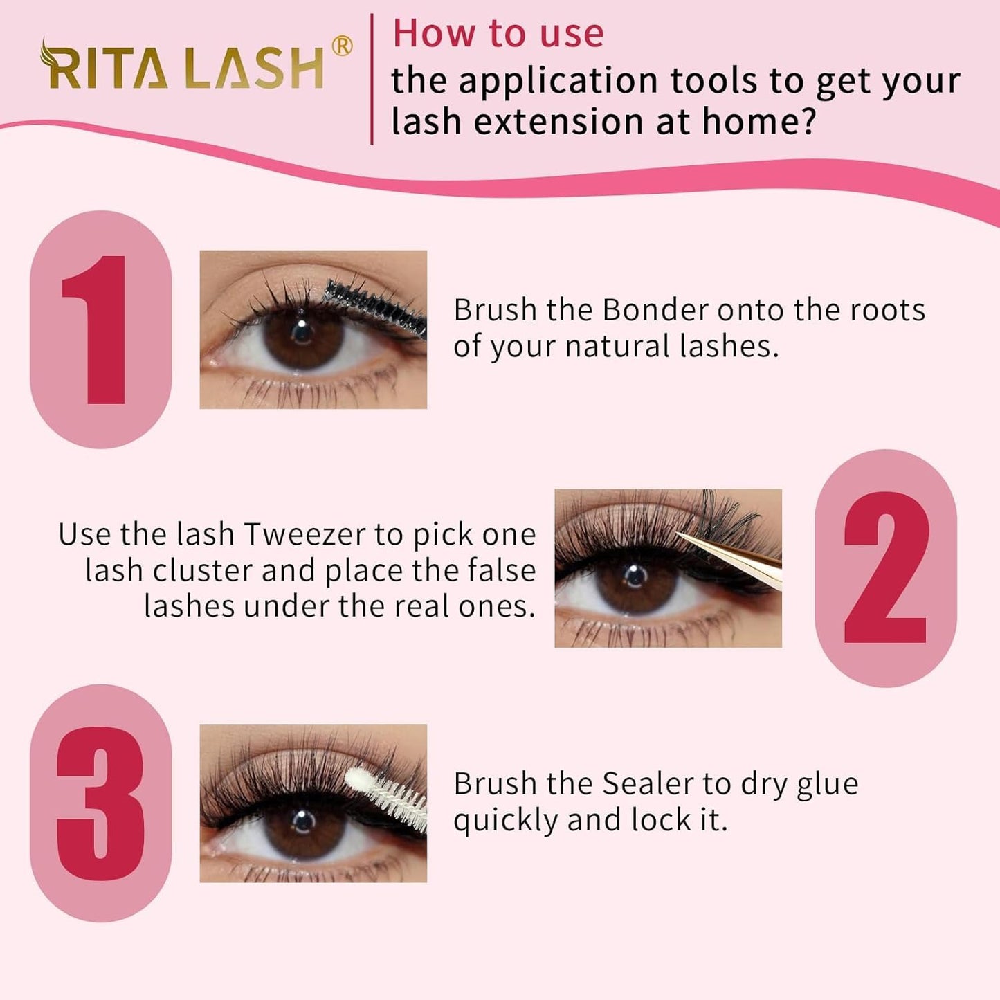 RITALASH Lash Extension Kit 10D+20D+30D+40D DIY Lash Clusters 640pcs Cluster Lashes Individual Lashes Eyelash Extension Kit with Lash Bond and Seal,Lash Tweezers(10D+20D+30D+40D Kit,10-16mm)
