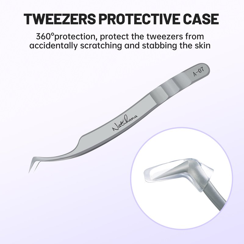 Natuhana High Precision Lash Tweezers for Individual and Volume Eyelash Extensions Premium Stainless Steel Curved Fiber Tip Professional Isolation Tweezer