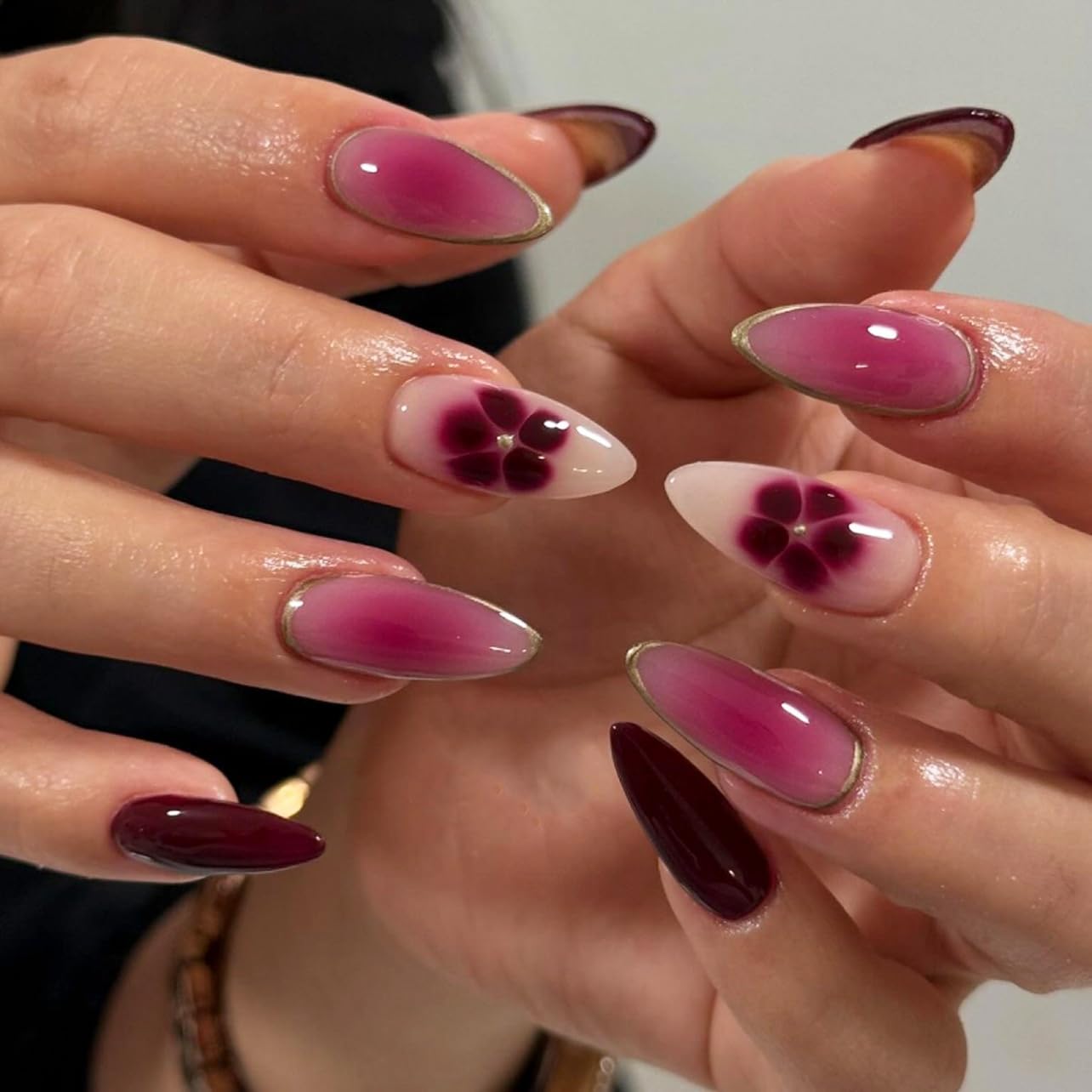 Pink Press-On Nails - 24 Pcs Short Almond White French with 3D Pearl Bow & Butterfly Design | Full Cover Acrylic Nail Art Tips for Women