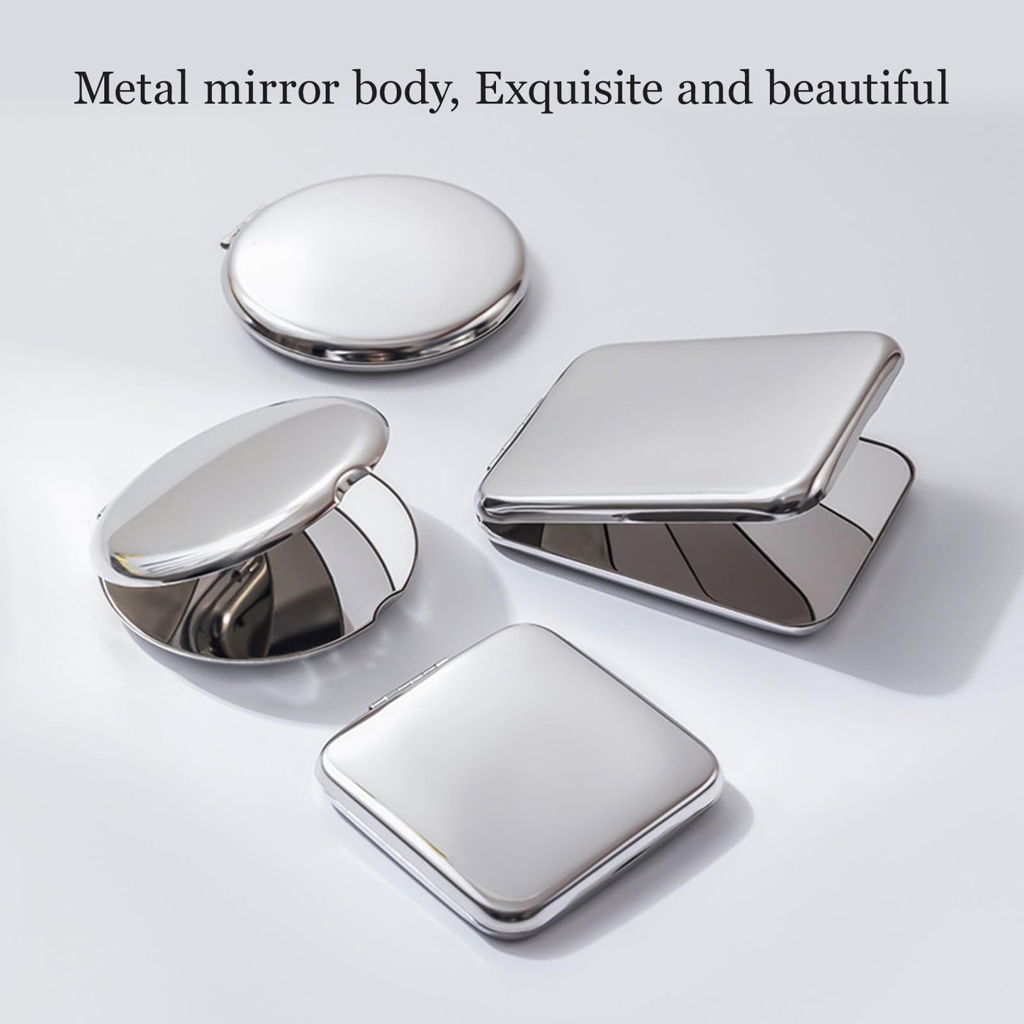 HSOOVZN Travel Makeup Mirror,Portable Folding Vanity Mirror 2-Sided Handheld Small Pocket Mirror Compact Portable for Handbag Purse Pocket(Round)