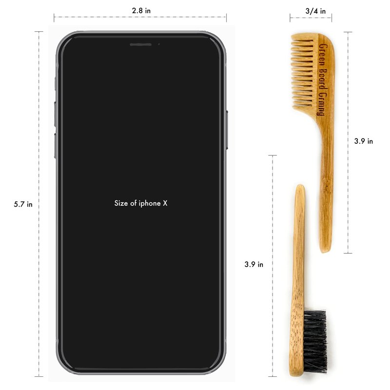 Sapling Grove Mustache Brush & Comb (2 brushes & 2 combs) from Green Beard Grmng - Boar Bristle & Bamboo