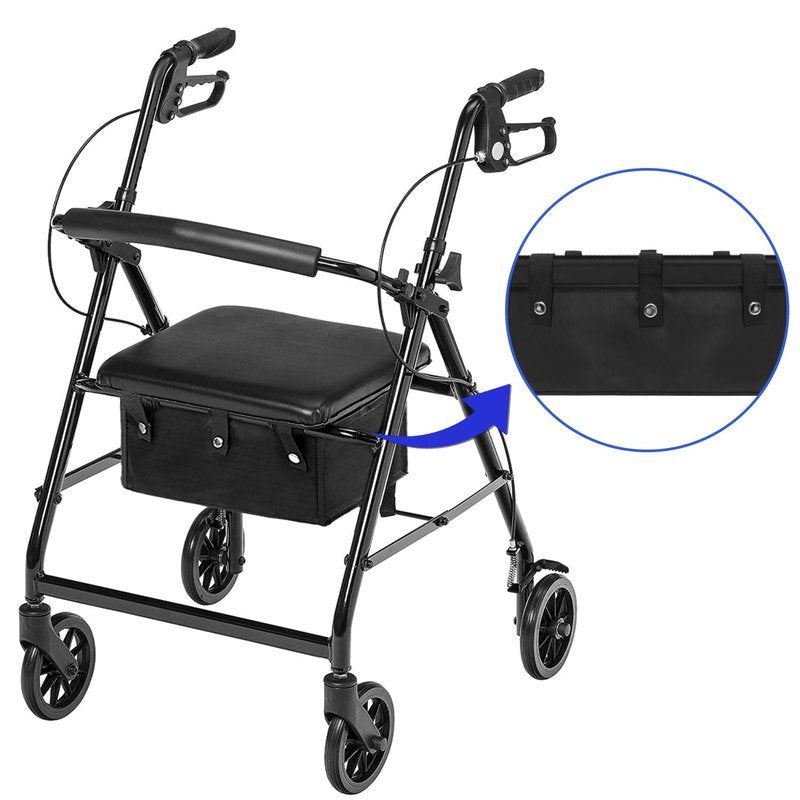 BOHEMIABY Under Seat Rollator Bags, Four Wheel Drive Walker Basket, Reusable Walker Bags for Rolling Walker, Rollator Basket Accessory for Women Men Seniors, Storage Ipad, Books, and Fssentials