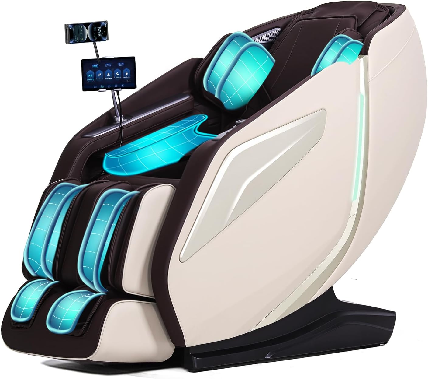 Zero Gravity Massage Chair - 4D Shiatsu Body Scan with AI Voice Control | Heated Back & Leg Airbags - Black