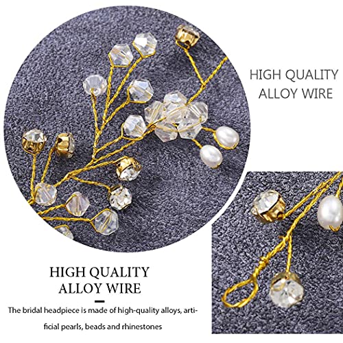 Yean Gold Wedding Hair Vine Long Bridal Headband - 100cm Hair Accessories for Bride & Bridesmaid