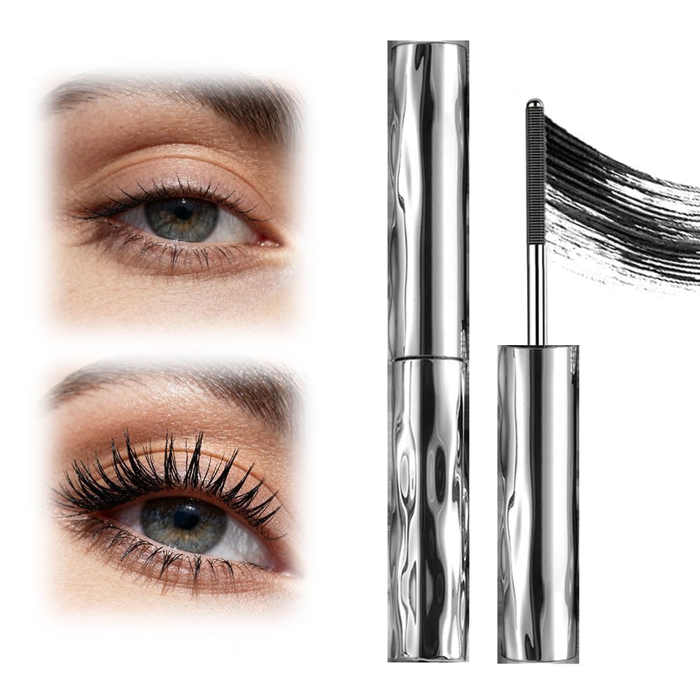 Waterproof Metal Wand Mascara - Volume & Length for Natural, Non-Smudged Lashes | Long-Lasting Curling Tubular Formula