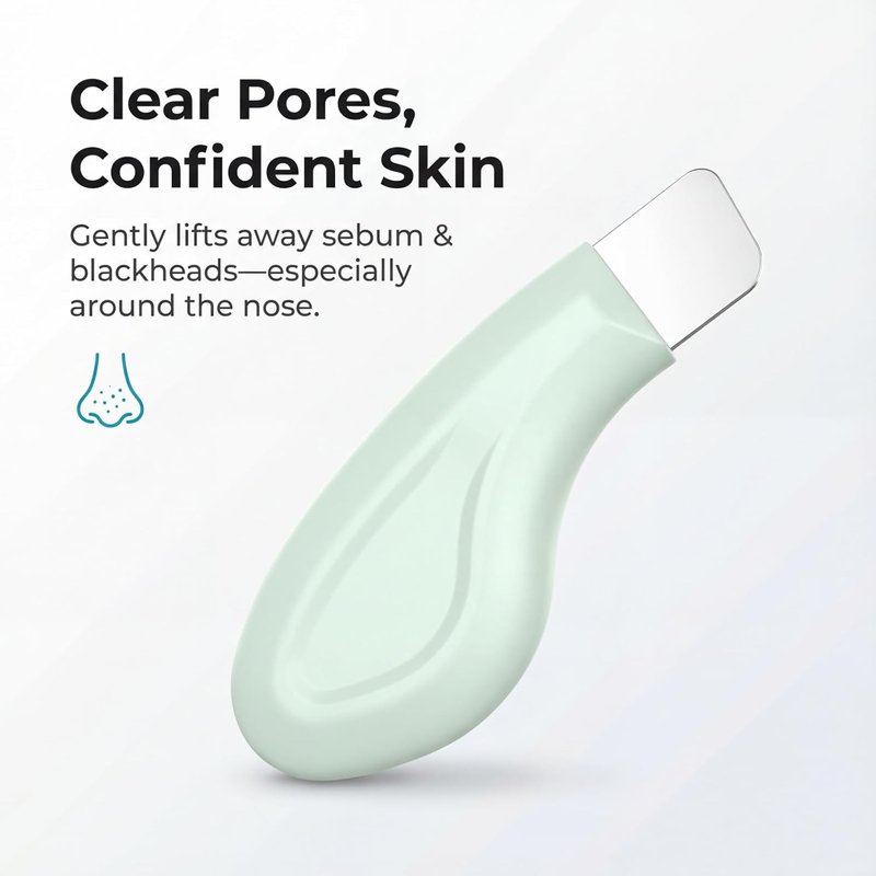 Blackhead Remover Tool - Stainless Steel Face Scraper for Deep Cleansing | Skin Scrubber with Silicone Cover (Green)