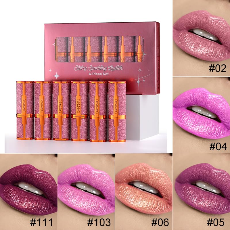 LIONDANCE Metallic Glitter Lipstick - Pink Harmony Shimmer Lip Color