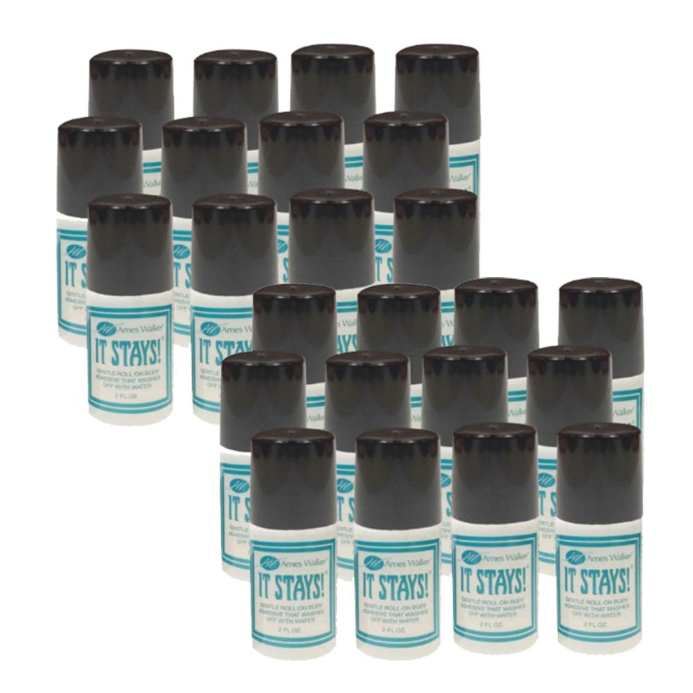 Ames Walker It Stays! Body Adhesive 2 oz - Roll-On Wig & Hosiery Glue for Secure Hold