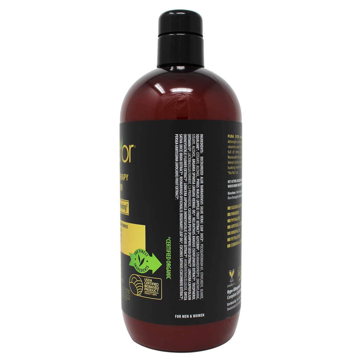PURA D'OR Advanced Therapy System Clinically Proven to Reduce Hair Thinning - Paraben Free, Argan Oil Scent - Shampoo and Conditioner Set for Fine Hair - 100% Natural Preservative - 2.5 lbs