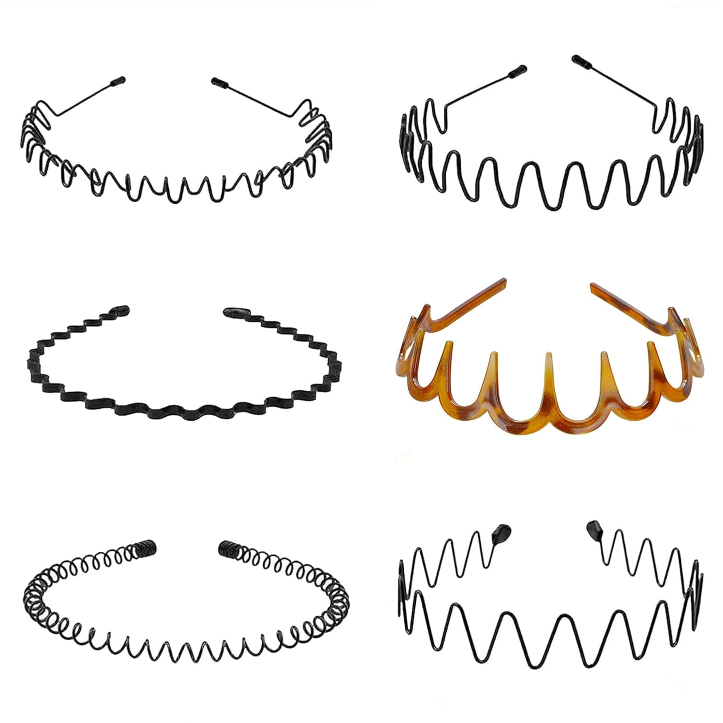 Zig Zag Headbands for Women & Men - Non-Slip Hair Accessories | 6PCS Plastic Bands with Teeth for All Occasions