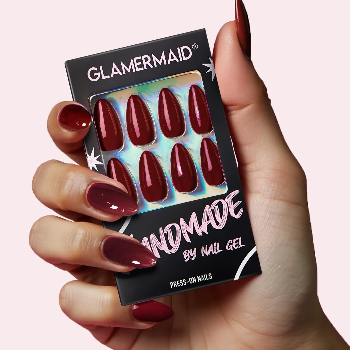 Glamermaid Cherry Red Press-On Nails - Handmade Jelly Soft Gel | Medium Almond & Stiletto Shapes
