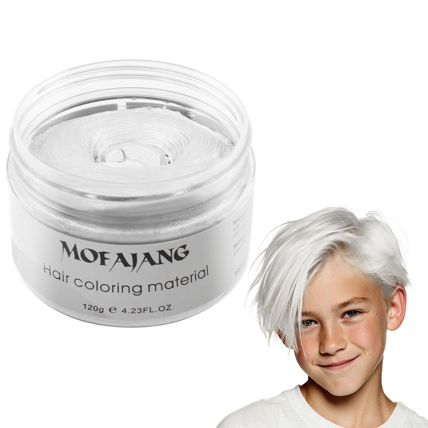White Hair Color Wax - 4.23 oz Natural Hair Styling Pomade for Cosplay & Parties | Ash Color