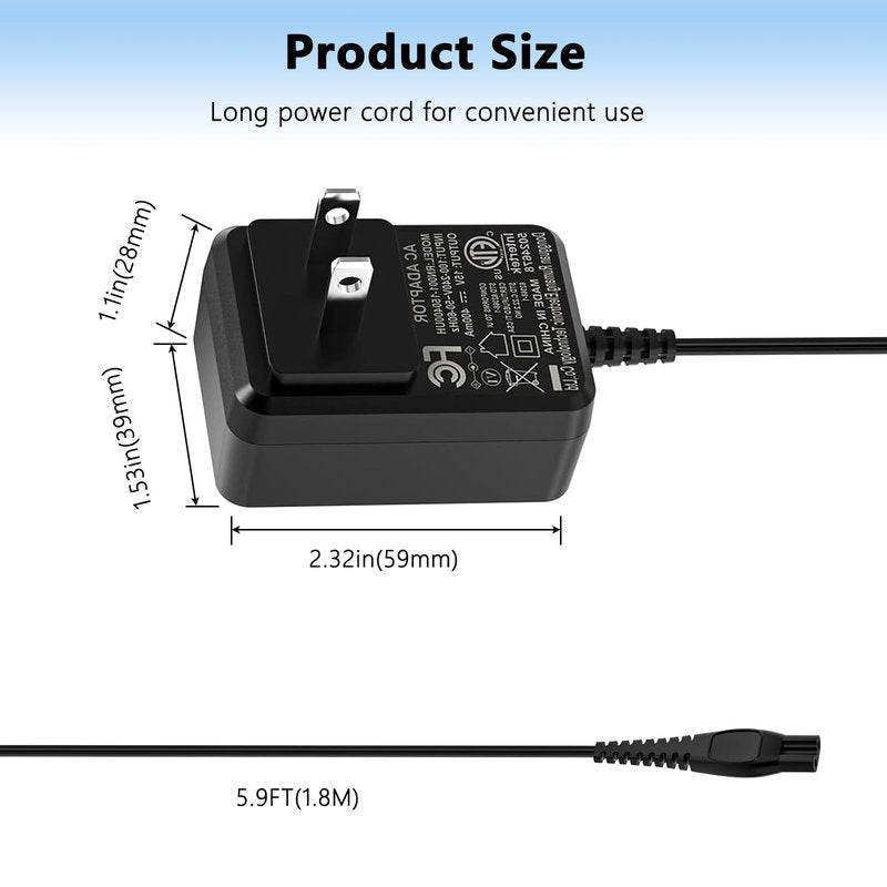 Govvep 15V AC Charger Compatible with Philips Norelco Series mg7750 Electric Shaver Razor,Aquatec,Arcitec,Multigroom Beard Trimmer Adapter