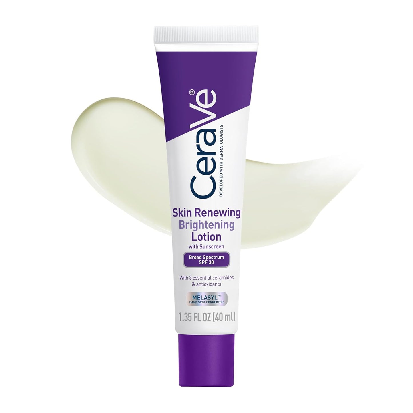 CeraVe Skin Renewing Brightening Lotion SPF 30 - Anti-Aging Facial Moisturizer with Ceramides & Niacinamide | 1.35 fl oz