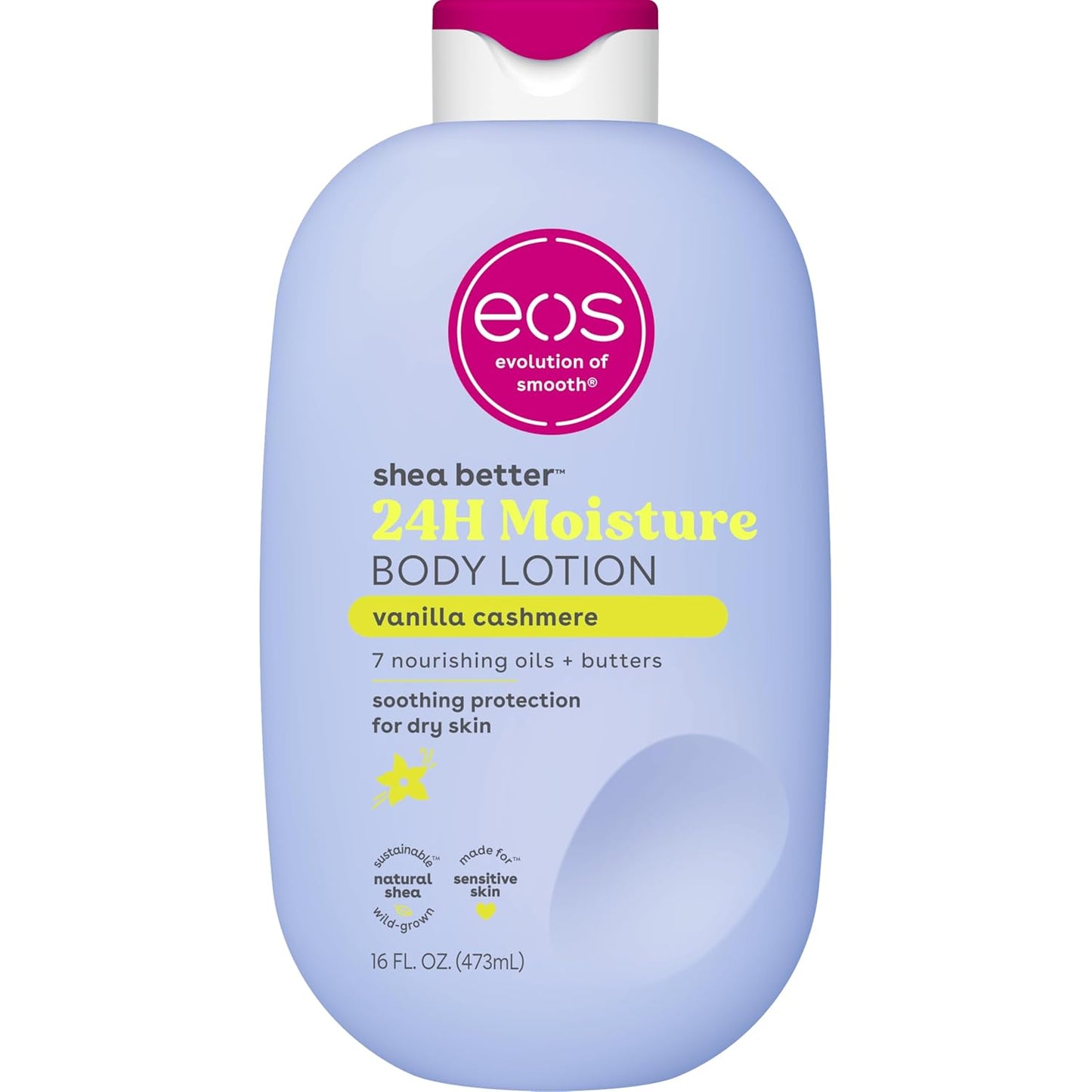 Eos Shea Better Body Lotion - Vanilla Cashmere, 24-Hour Moisture, Lightweight & Non-Greasy | 16 fl oz