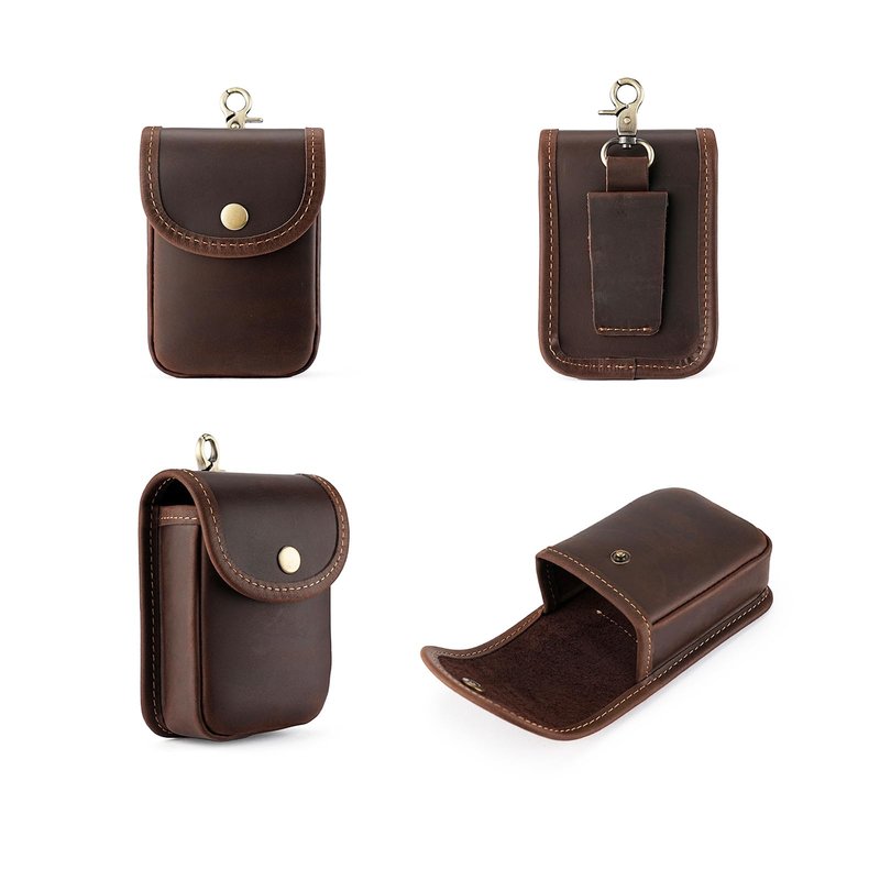 aolaso Holster Pouch, Durable Leather EDC Waist Bag for Coins, Car Keys, Headphones-Leather Double Deck Playing Card Case Fits Poker and Bridge Size Cards,