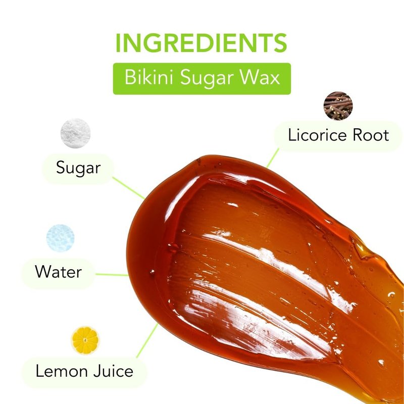 Sugar Me Smooth Bikini Sugar Wax Kit – Gentle On Skin And Less Painful Hair Removal In A Simple System For At-Home Brazilian, No Strips, No Heat, Water Soluble All-Natural Solution For All Hair Types