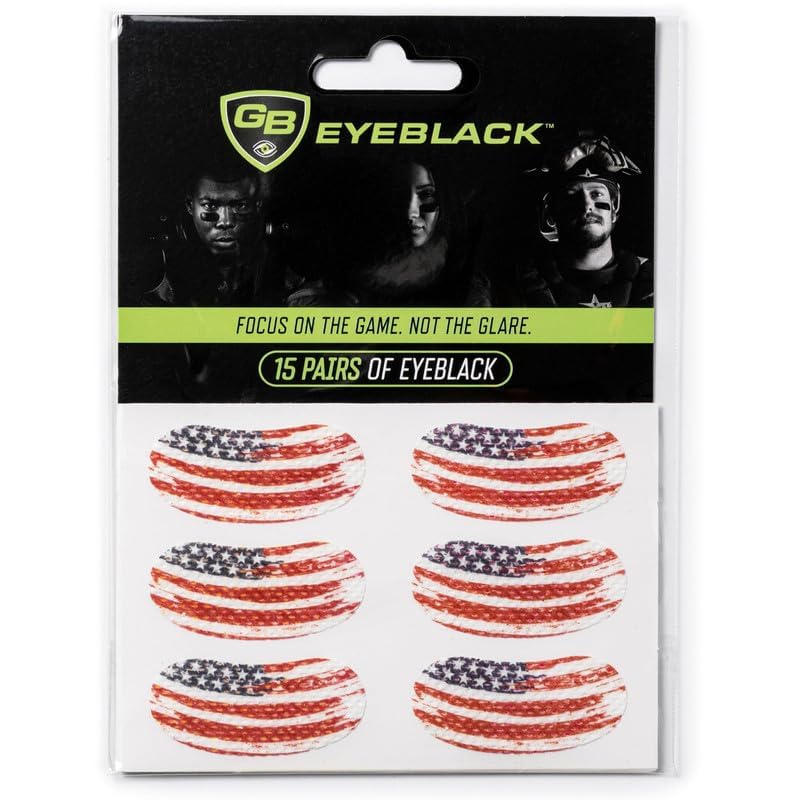 Breathable Eye Strips - Peel & Stick Athletic Eyeblack Stickers for Baseball, Football, Softball, Lacrosse | Black - 15 Pairs