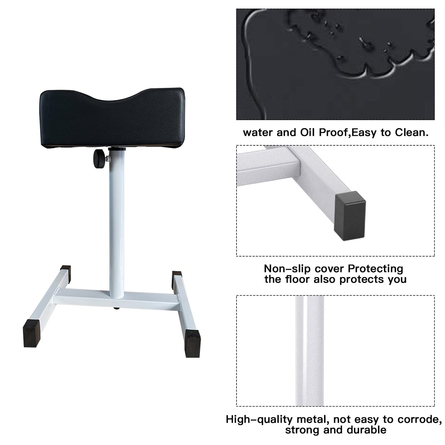 CHAOEEMY Pedicure Foot Rest,Adjustable Height Pedicure Stool,Pedicure Stand for Home Salon,Tattoo,Nail Tech(Black)