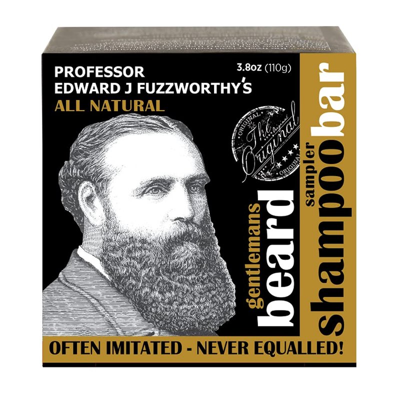 Beard Care Grooming Kit Gift Set | Professor Fuzzworthy Best Beard Shampoo, Conditioner Balm & Boar Bristle Brush | Holiday Gifts for Men | 100% Natural | Organic Essential & Kunzea Oils