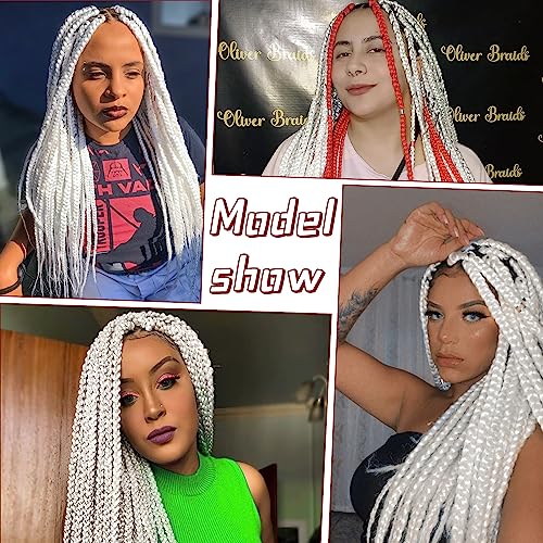 ShowCoco Pre-Stretched Braiding Hair 32 Inch - 3 Packs, White - Soft Yaki Texture