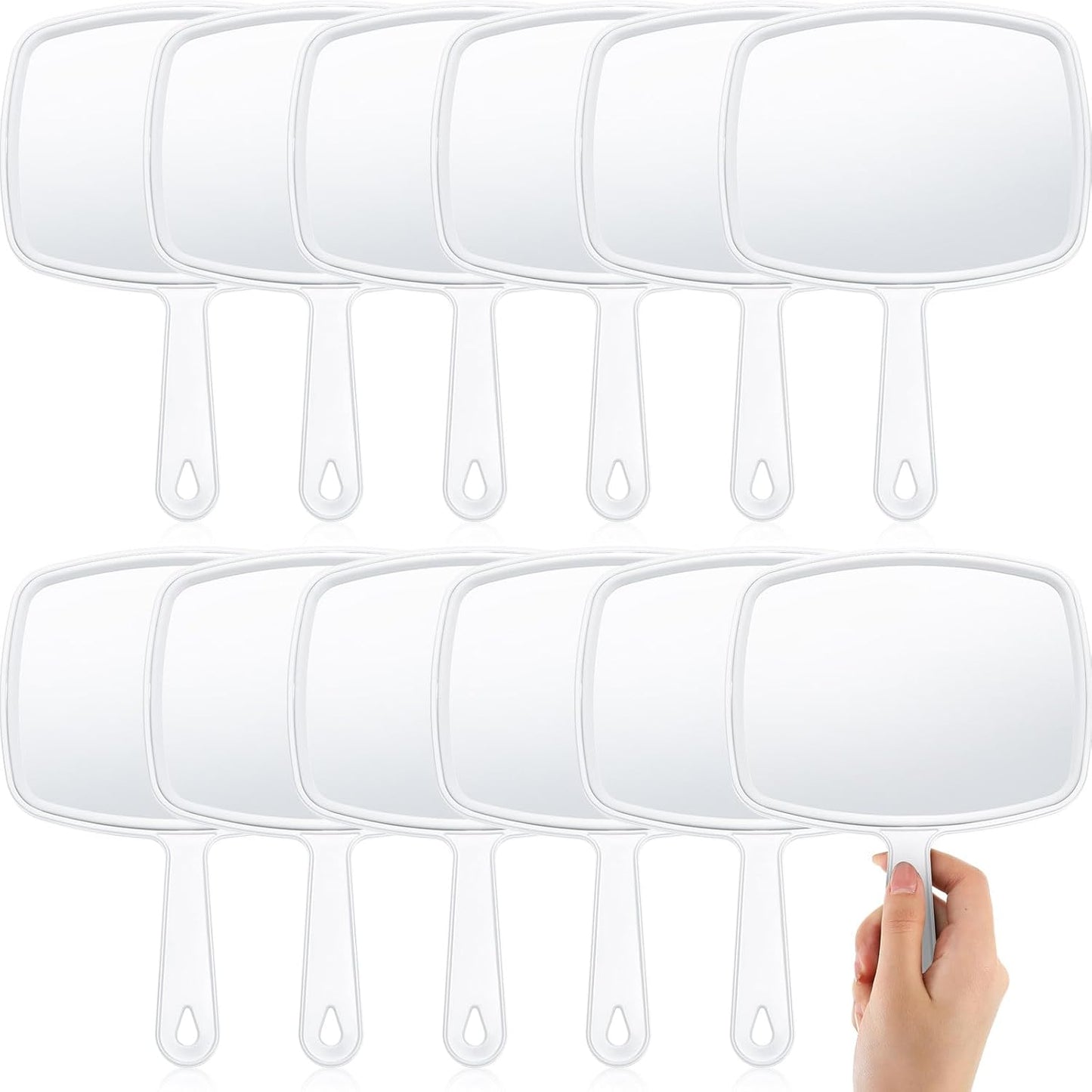12 Pcs Handheld Makeup Mirrors - Portable Beauty Mirrors for Home, Salon & Travel | 6.69 x 9.45 Inch (Rose Red)
