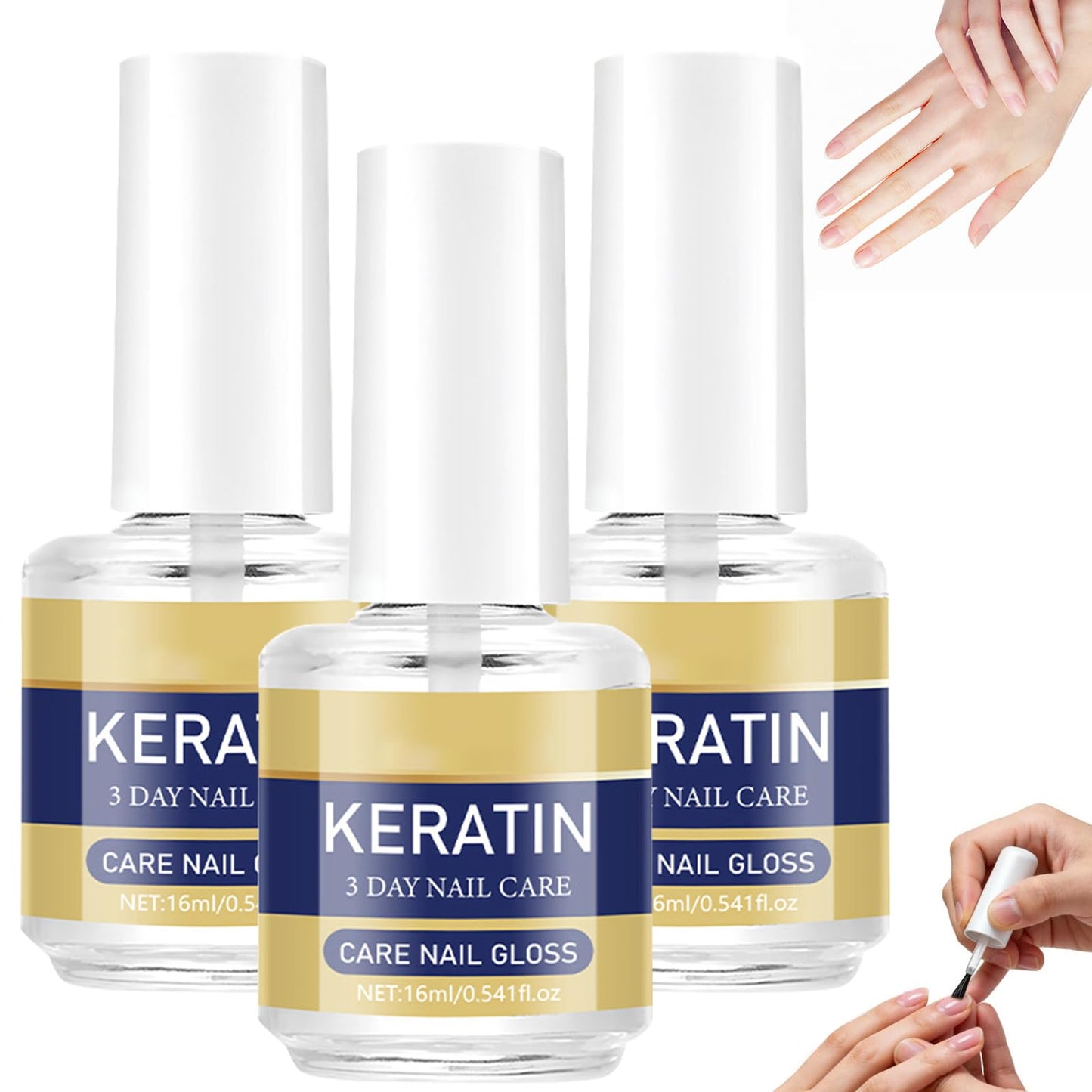 TRWLCFF 3 Pack Keratin Nail Care Oil, 3 Days Nail Care, Keratin & Amino Acid Nail Strengthening Oil for DryWeak & Brittle Nails, Hydrating Support for Dry Brittle Nails (16ml/0.54oz Each)