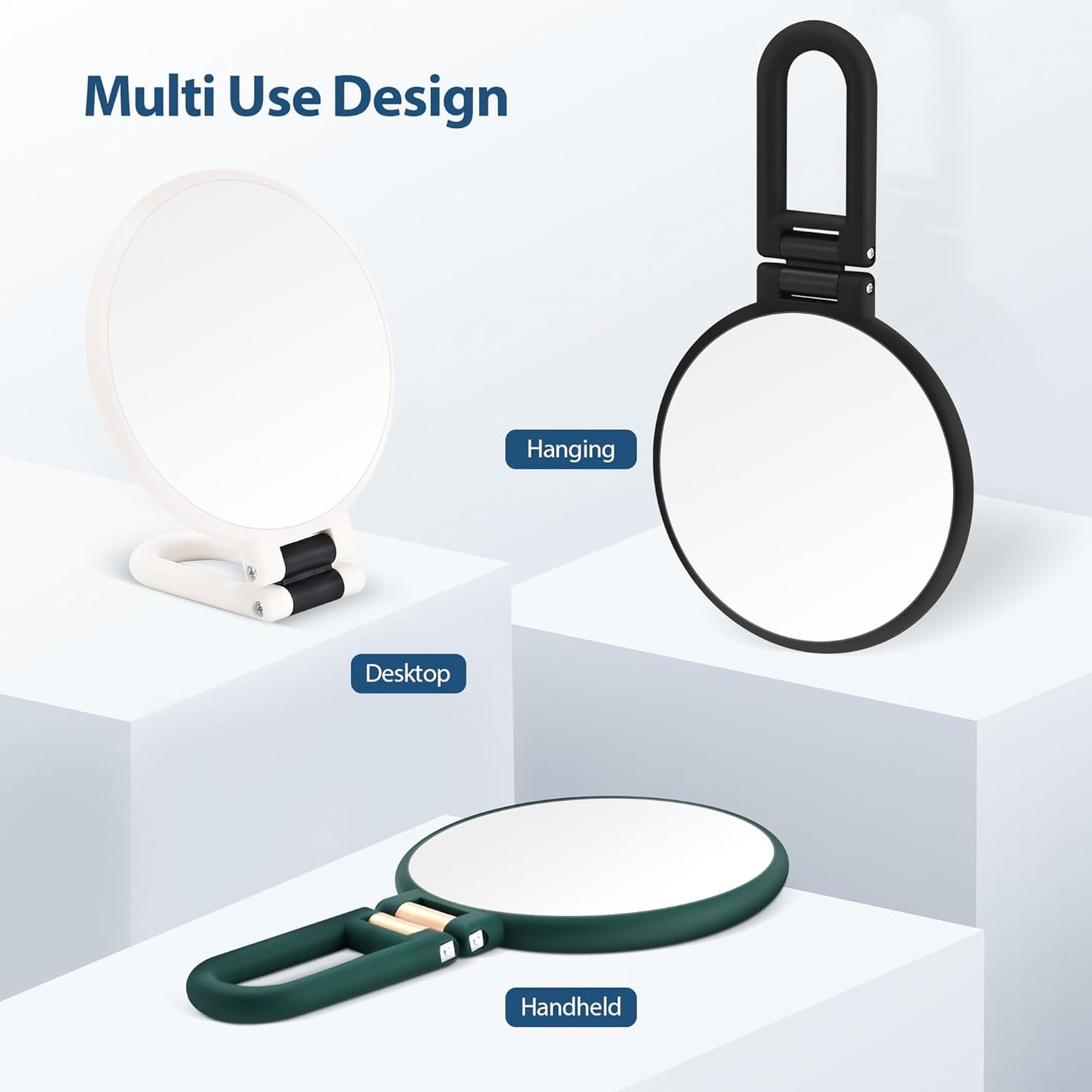 30X Magnifying Hand Mirror - Double-Sided Portable Makeup Mirror | Travel Essential in Black
