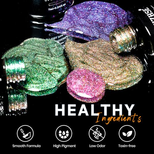 MIZHSE Galaxy Cat Eye Gel Nail Polish Set - 10 Colors with Magnetic Stick
