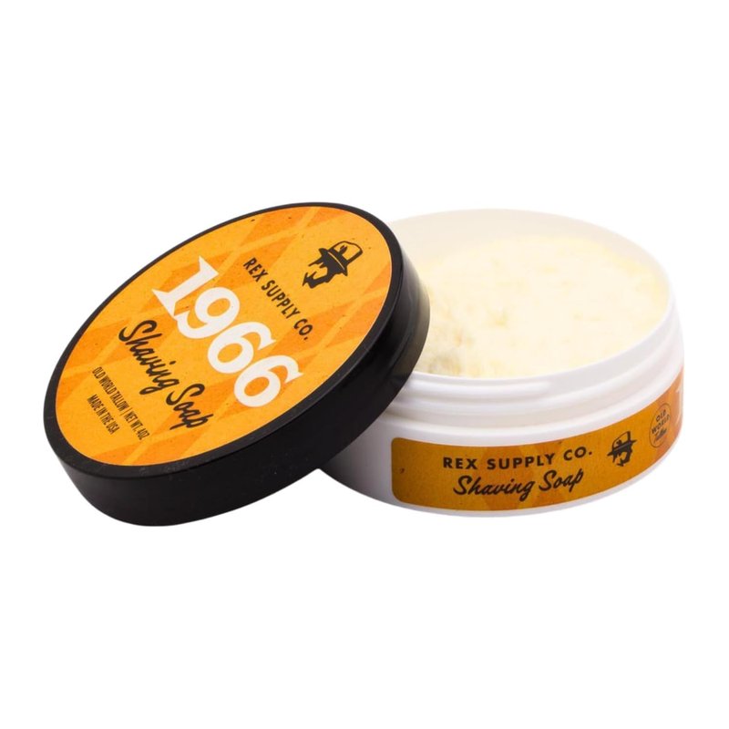 Rex Supply Co. 1966 Old World Tallow Shaving Soap - Bergamot, Tangerine & Sandalwood - Rich Moisturizing Lather & Superior Glide for a Smooth, Irritation-Free Shave - 4oz