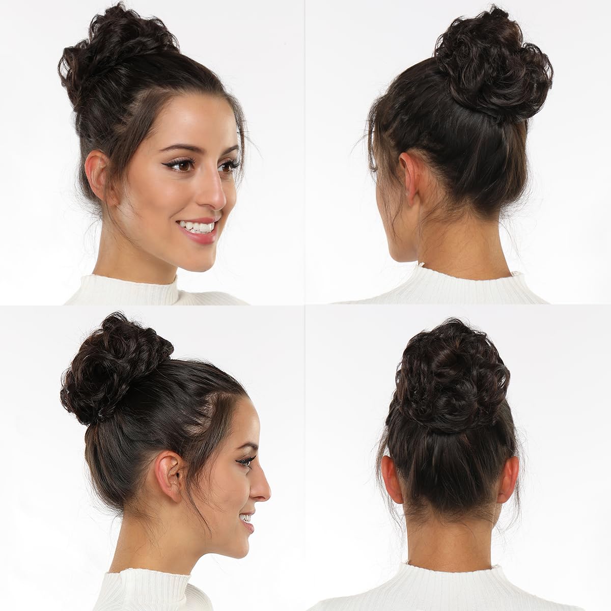 Rose bud Messy Bun Hair Bun Extension Updo Soft Natural Bleach Blonde Curly Chignon Hairpiece for Women