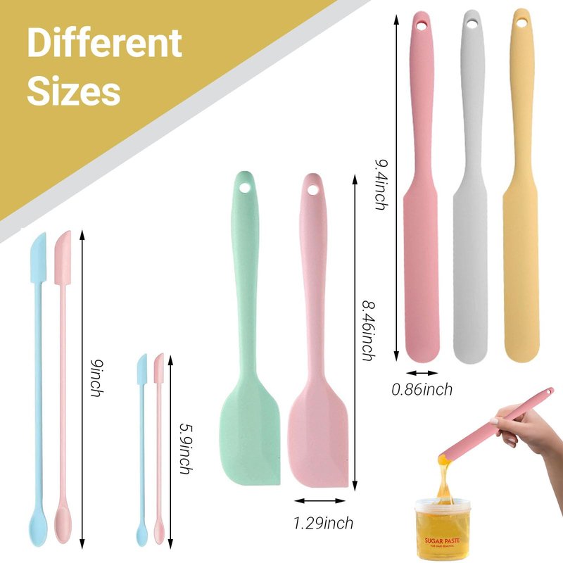 9 Pieces Wax Stick Non-stick Wax Spatulas Silicone Reusable Beauty Makeup Spatulas Different Sizes Silicone Scrapers for Cosmetic Bottles Hard Wax Stir Sticks Set Hair Removal Waxing Applicator