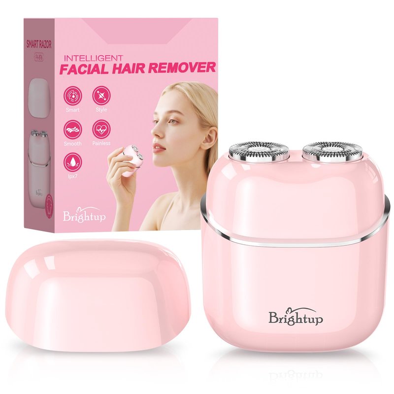 Brightup Facial Hair Removal for Women - Painless Electric Face Shaver for Peach Fuzz & Sensitive Skin, USB-C Chargeable Hair Shaver for Upper Lip & Chin,IPX7 Portable for Smooth Skin at Home & Travel