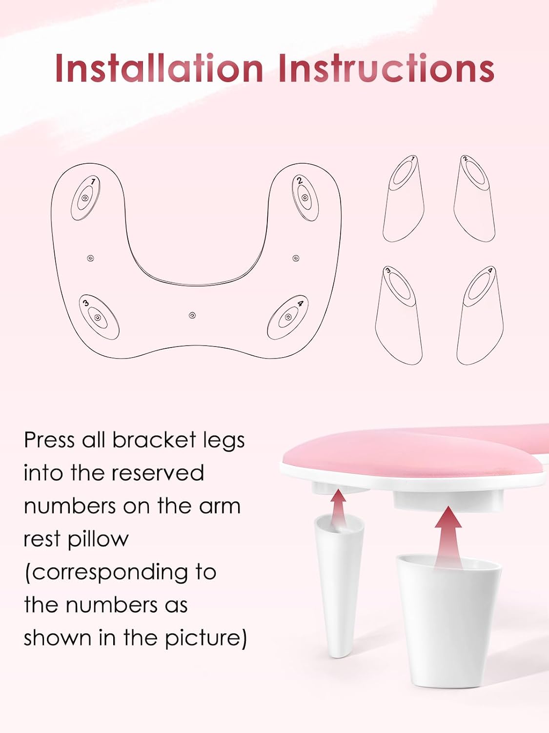 U-Shaped Nail Arm Rest Pillow - Microfiber Leather Cushion for Manicure | Pink Nail Tech Support