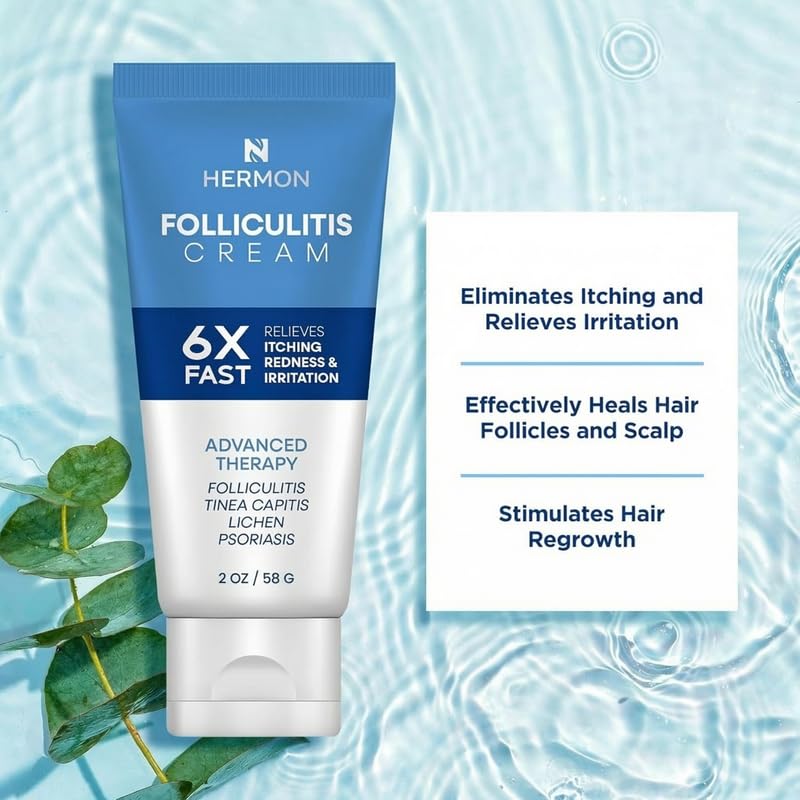 Folliculitis Treatment Cream & Antifungal Soap with Tea Tree Oil - Soothing Relief for Scalp, Face & Body Itch
