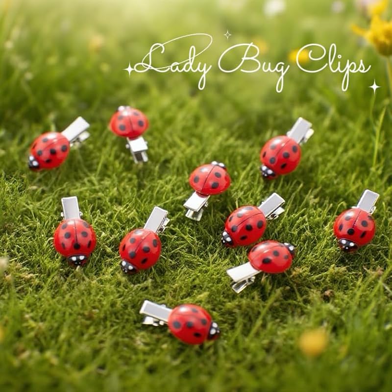 10 Pcs Ladybug Hair Clips Set for Teens & Women - Cute Decorative Accessories