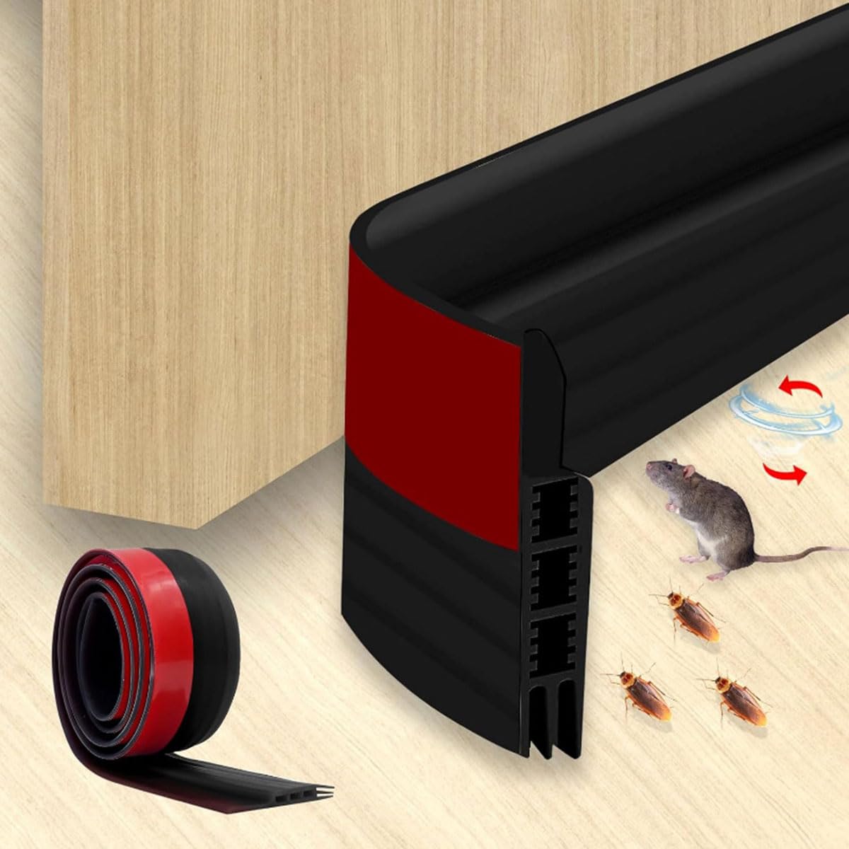 Door Draft Stopper Under Sweep for Exterior & Interior Doors Weather Stripping Seal Garage Window Blocker Noise Cold Air Insulation Draft Guard, 2" W x 39" L (Black)
