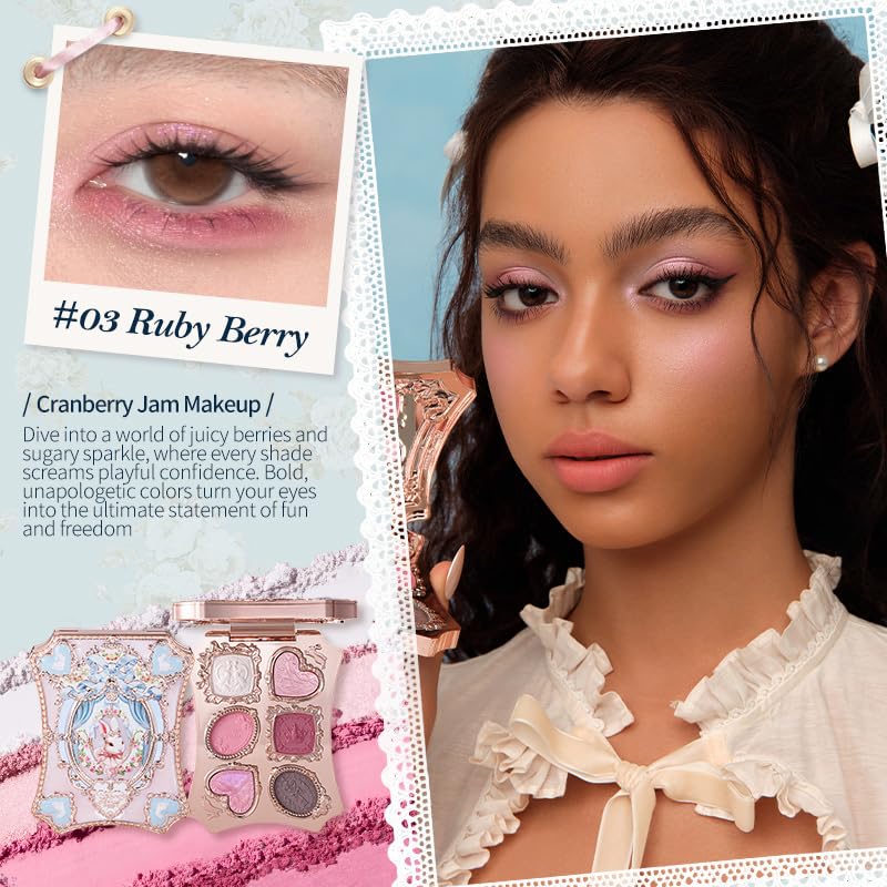 Bunny Garden 6-Color Makeup Palette | Blendable Berry Pink Shades - 2 Matte, 2 Shimmer, 2 Satin - 0.23 oz