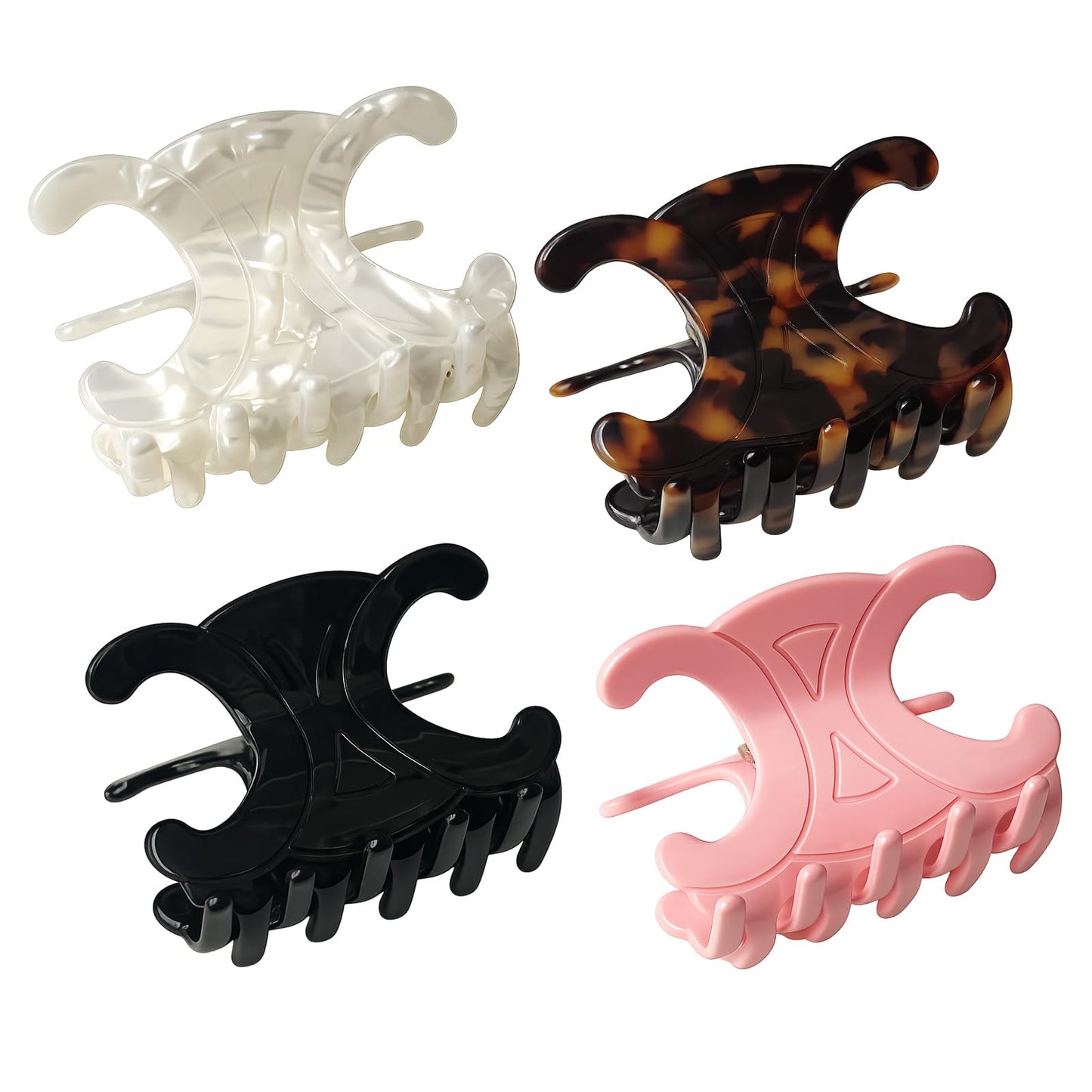 Butterfly Hair Clips, 4 Pack Premium Acetate Hair Claw Clips for Women, Medium-Strong Hold for Thick & Thin Hair, Ideal for Updos & Half Up Styles (2.76 x 1.66 in)