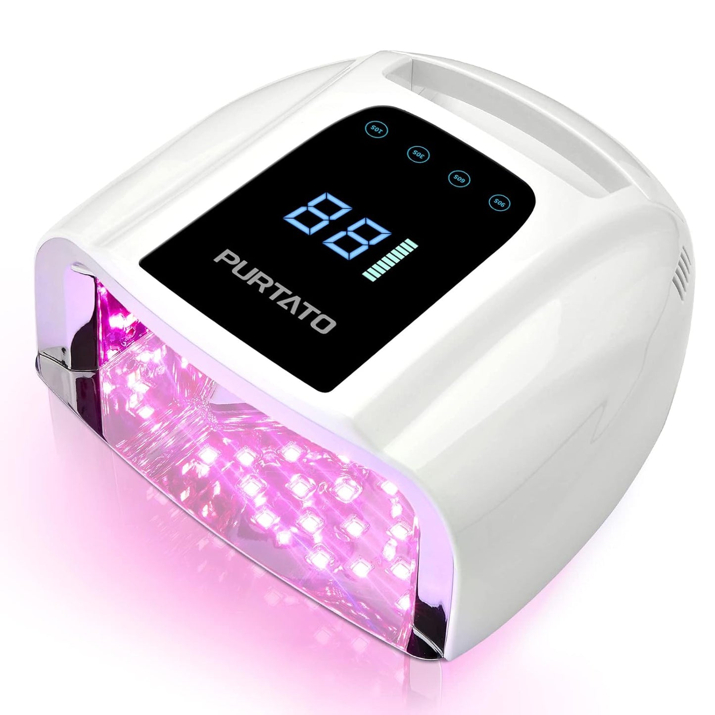 Professional Rechargeable 96W UV LED Nail Lamp - Cordless Design, Removable Stainless Steel Bottom | Plating Silver, 4 Timer Settings