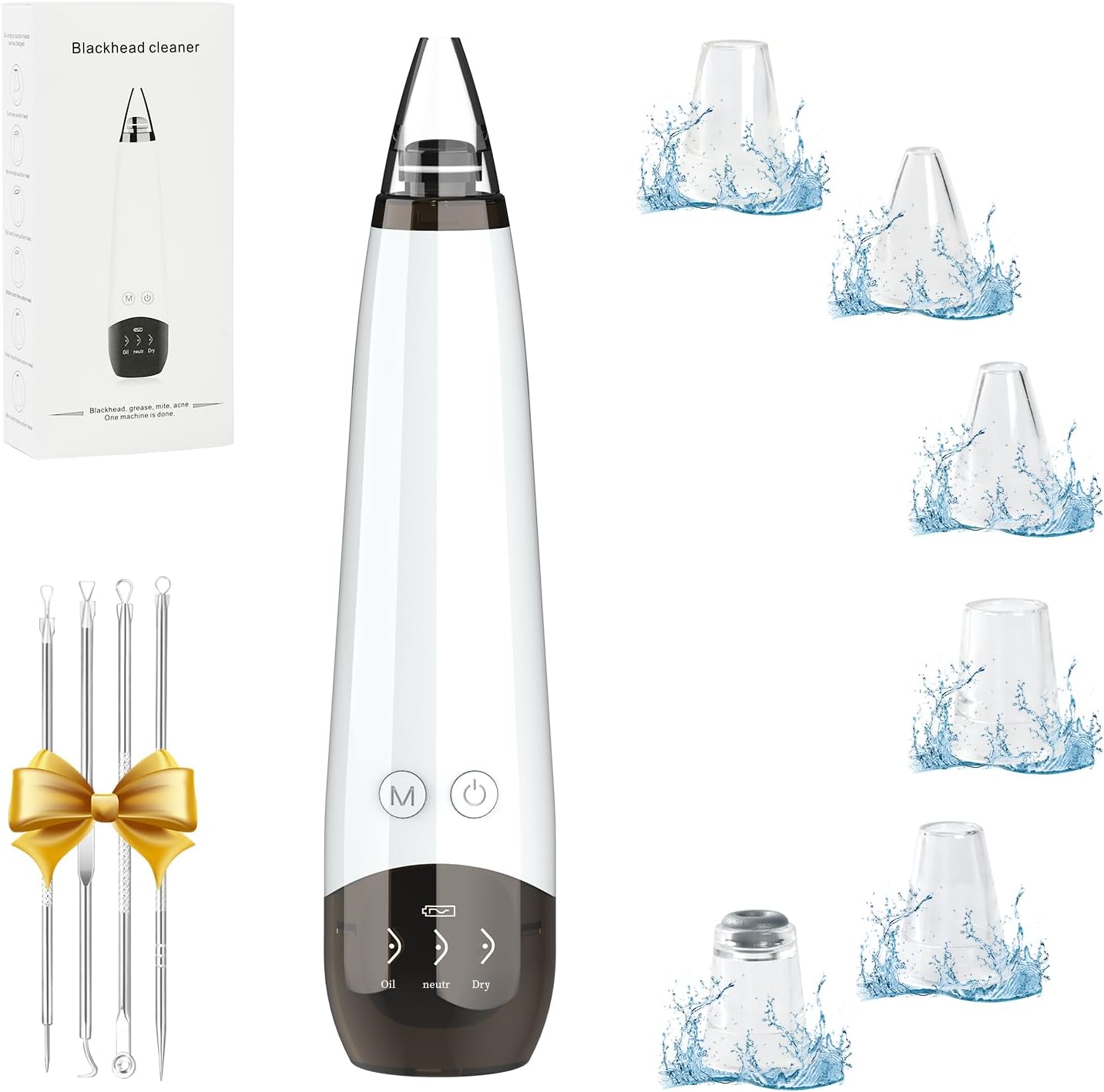 Blackhead Remover Pore Vacuum Cleaner - USB Rechargeable with 3 Suction Levels & 6 Probes | Acne Extractor Tool for Women