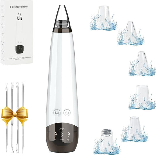 Blackhead Remover Pore Vacuum Cleaner - USB Rechargeable with 3 Suction Levels & 6 Probes | Acne Extractor Tool for Women